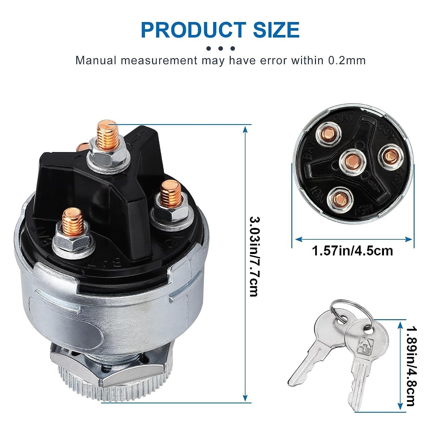 4-Position Universal Starter Key Ignition Switch 12v fit for Car, Forklift,Truck