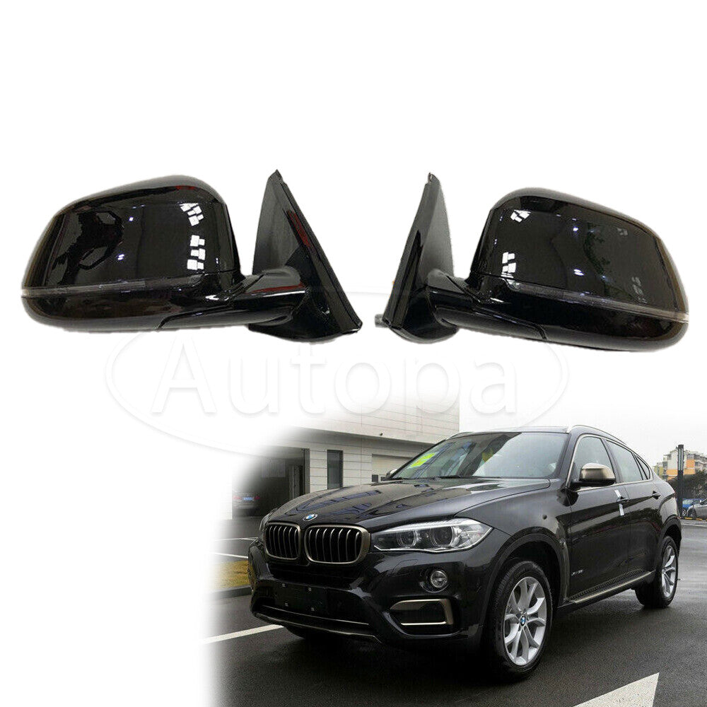 Pair F15 Car Side Door Mirror Set for BMW X5 Series 5 Pins 2013-2018 Black New