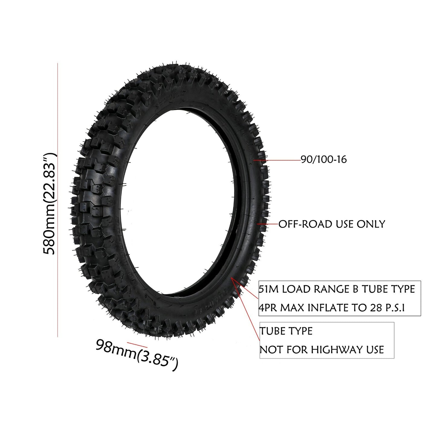 Front 70/100-19  90/100-16 rear tire + tubing suitable for KX100 for Honda XR100R Dirt Pitbike