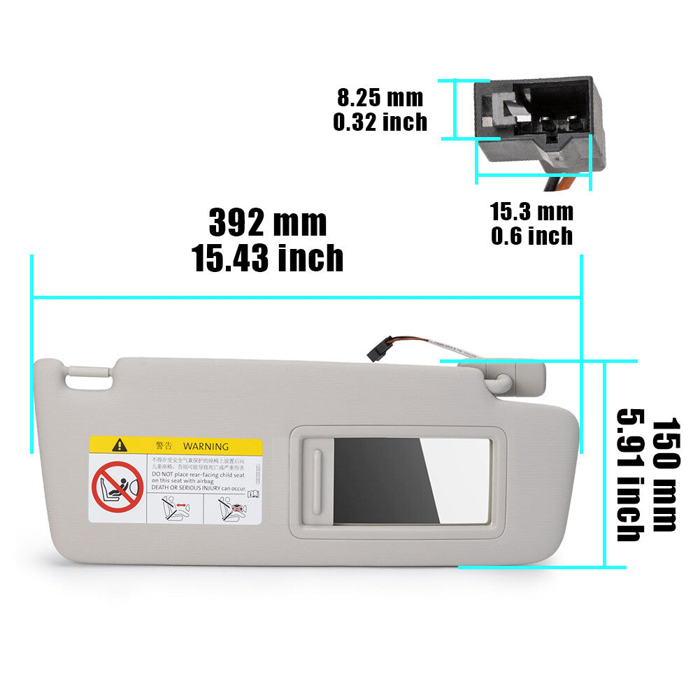 One-piece set of right sun visor and vanity mirror suitable for Volkswagen for Golf , for Jetta MK7, T-Cross for Passat , B8, CC