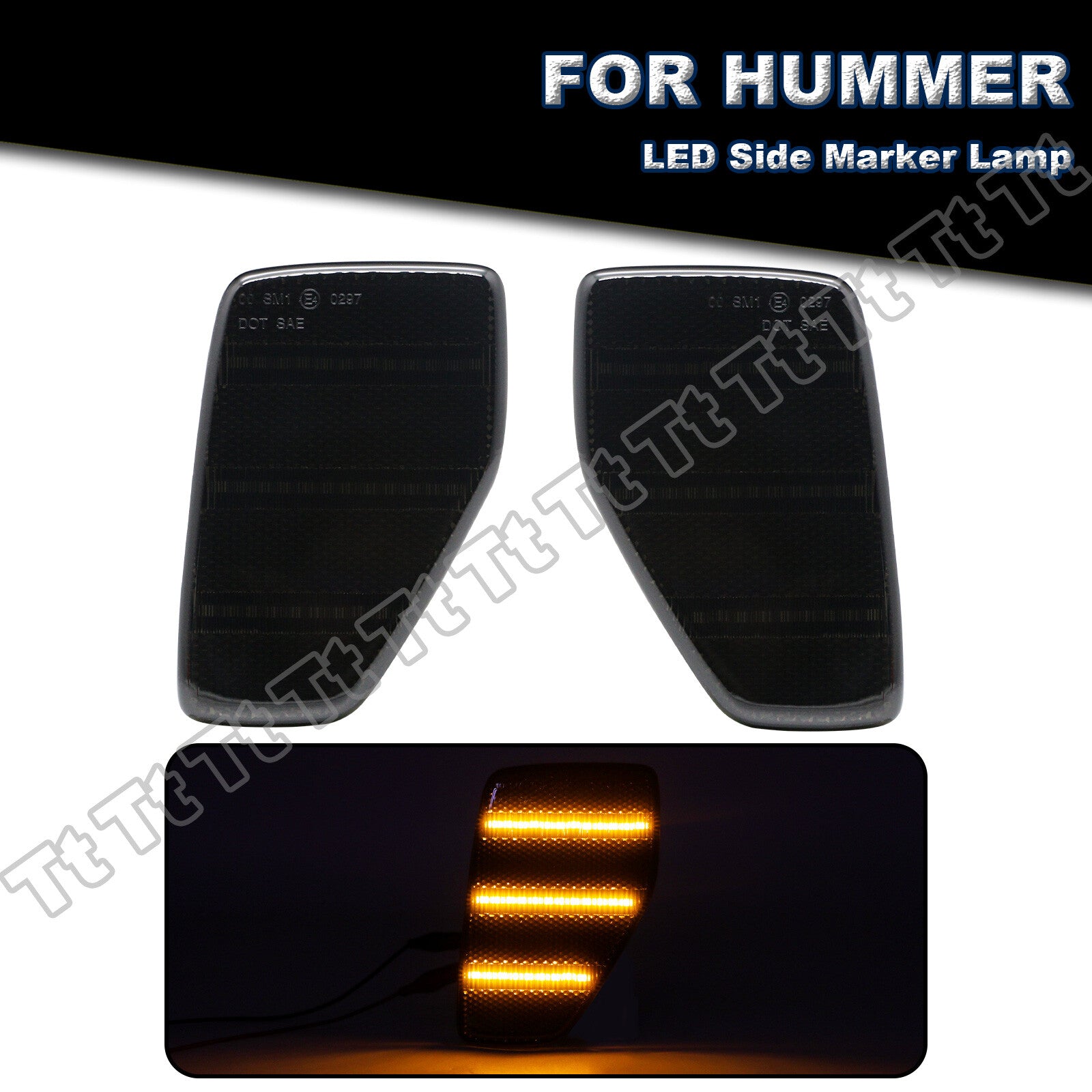 Suitable for 06-10 for Hummer H3/09-10 H3T LED front fender side marker lights (smoke-proof, 2x)