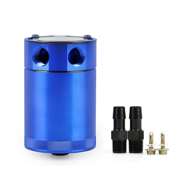 Oil Catch Can Reservoir Tank Baffled 2Port Oil Catch Tank Air Oil Separator Blue