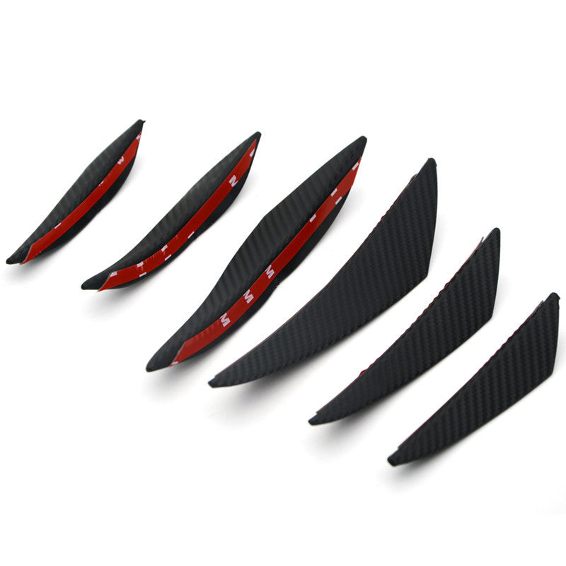 6Pcs Car Front Bumper Fins Canards Splitters Carbon Fiber Look Canard Lip Chin