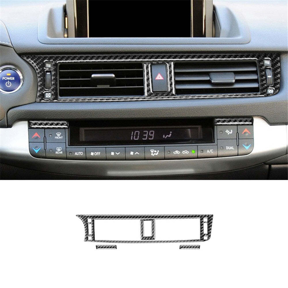 4Pcs Carbon Fiber Center Air Vent Outlet Cover Trim for Lexus CT200h 2011-2017