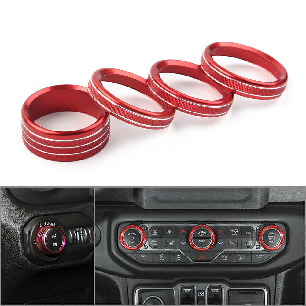4x Air Conditioner Switch Knob Ring Cover Trim Fit 18-2020 for Jeep for Wrangler JL