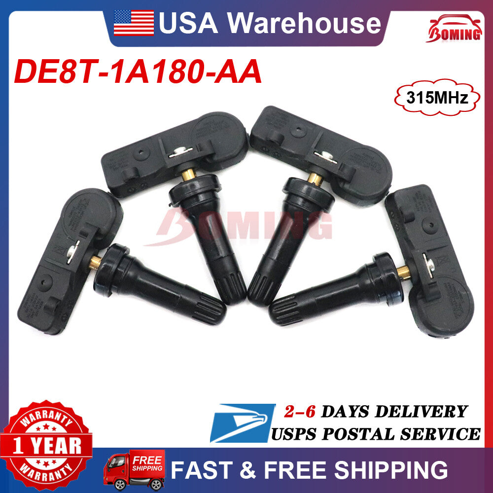 4-pack of new TPMS tire pressure sensors DE8T-1A180-AA for Ford Motorcraft 315MHz