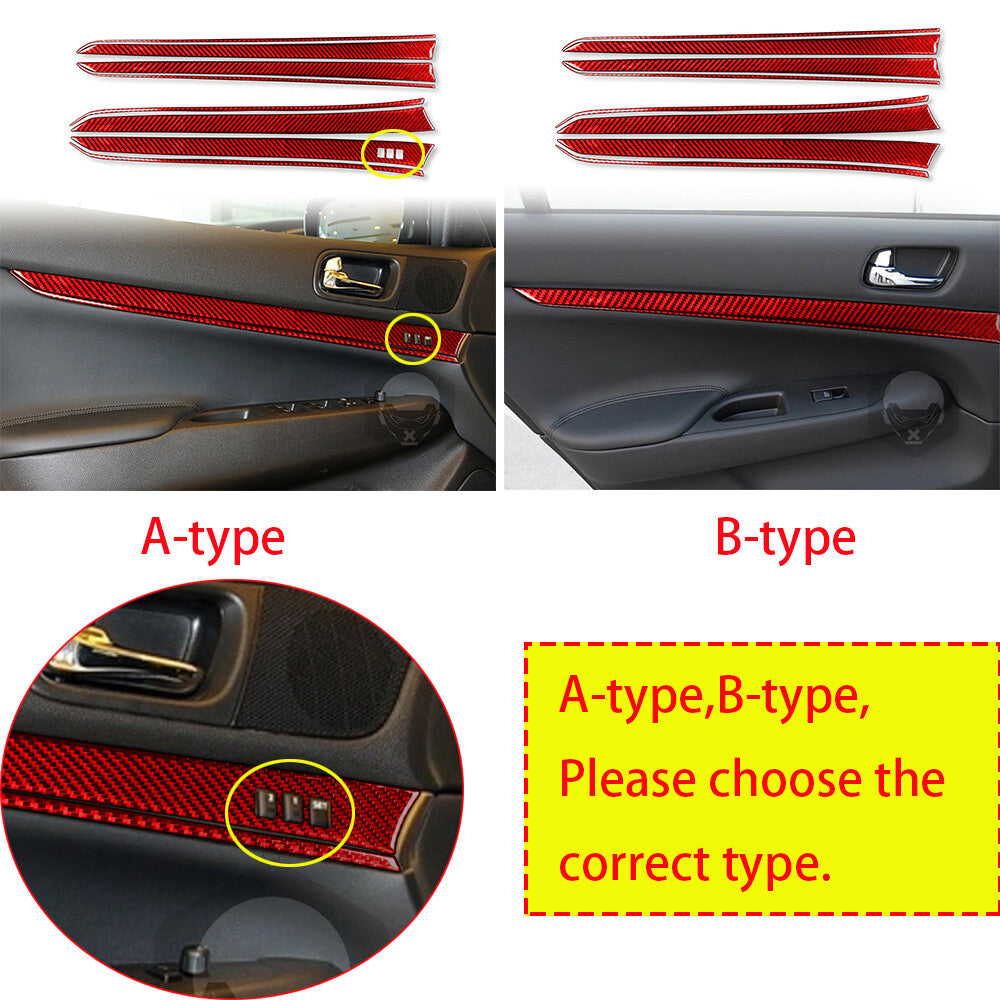 Carbon Fiber Interior Door Panel Decorative Cover for Infiniti G37 Sedan 2007-13