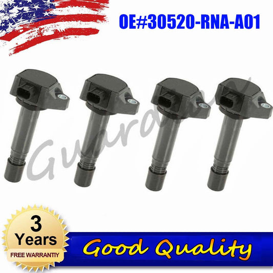 4-pack ignition coils 30520-RNA-A01 for Honda CRV 2007-2011. City: 09-14, Accord: 08-13.