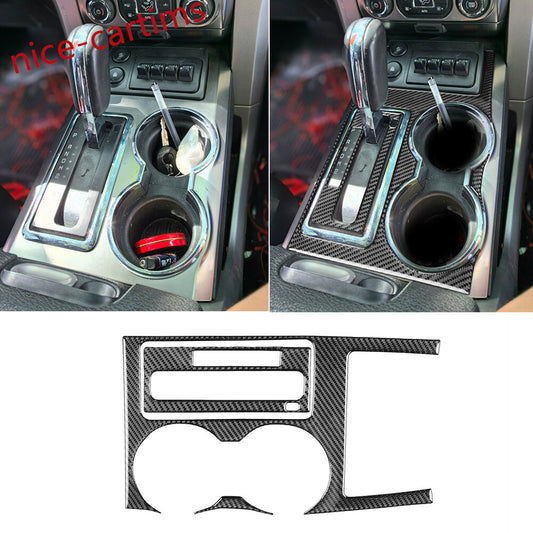3¡ÁCarbon Fiber Gear Shift Panel Water Cup Holder Cover Fit for Ford F150 2009-14