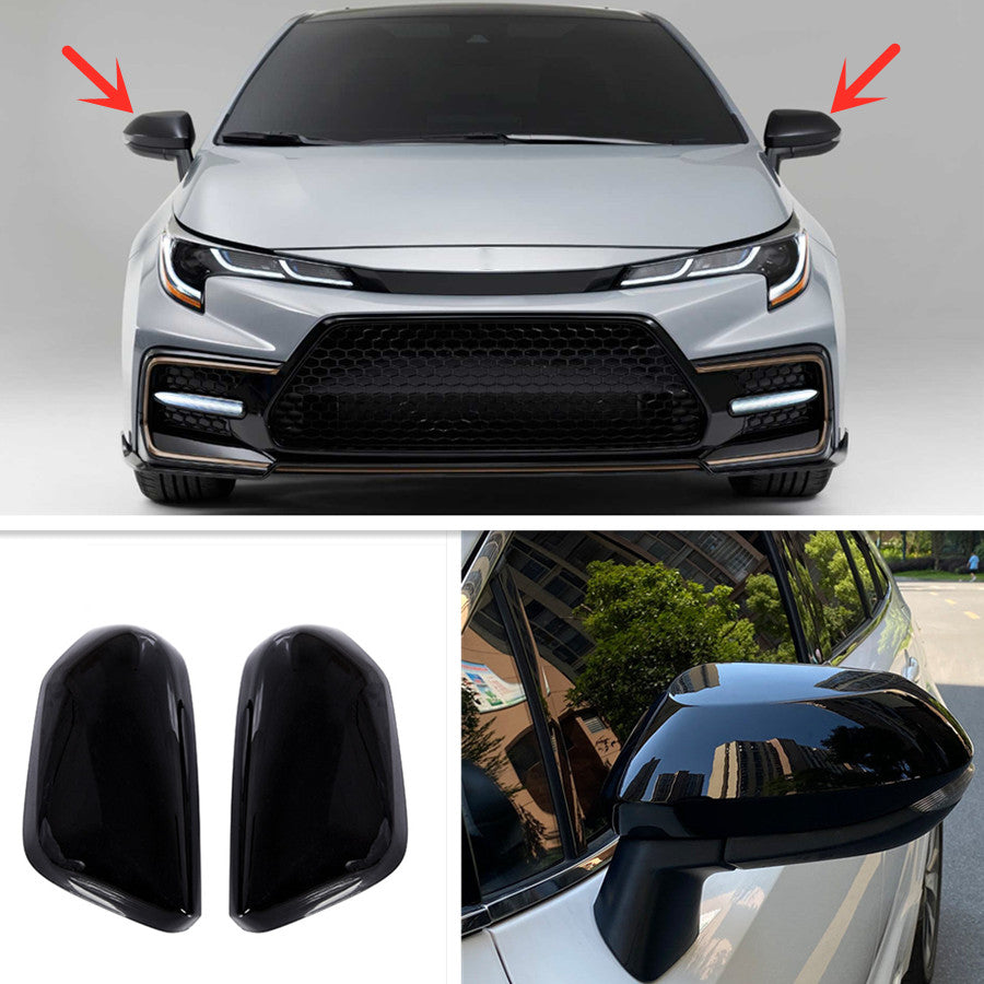 for Toyota for Corolla 2019-22 Glossy Black Side Door Rearview Mirror Cover Trim Cap