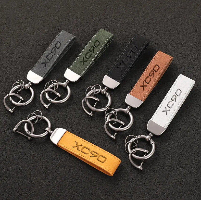 Carbon fiber leather black and red car keychain/key ring for Abarth 500 595