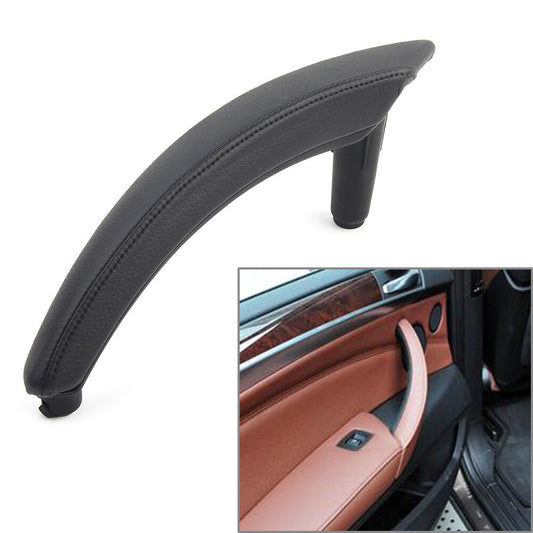 Interior Door Trim Pull Handle Left Side Real Leather Fit for BMW X5 X6 E70 Black