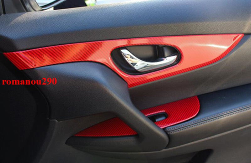 Red Carbon Fiber Car interior Dash Trim Kit Set Cover for Nissan Rogue 2014-2020