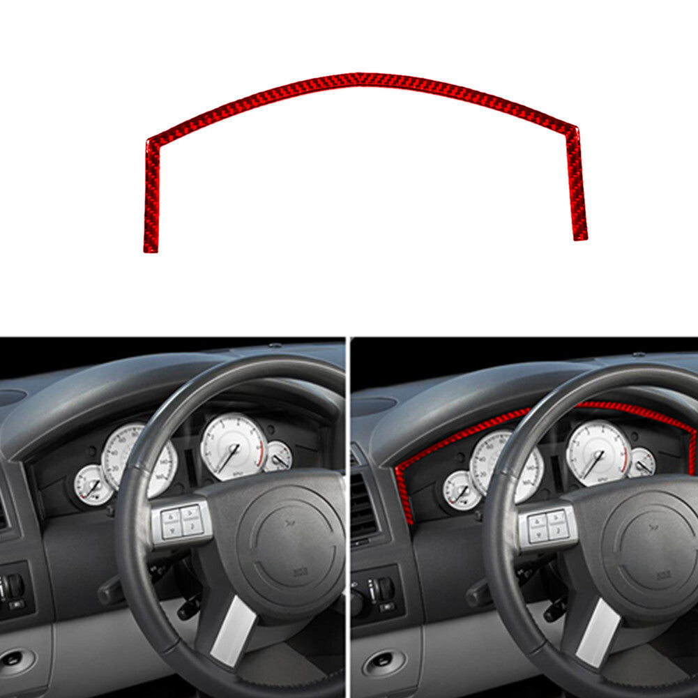 Red Carbon Fiber Speedmeter Surround Cover Trim Fit for Chrysler 300 2005-2007