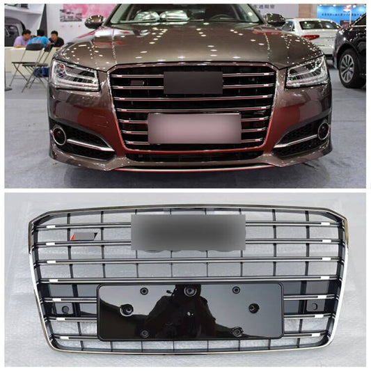 Fit for Audi for A8 2015-2017 Front Bumper Grille Mesh Grill S8 Style Grilles Silver