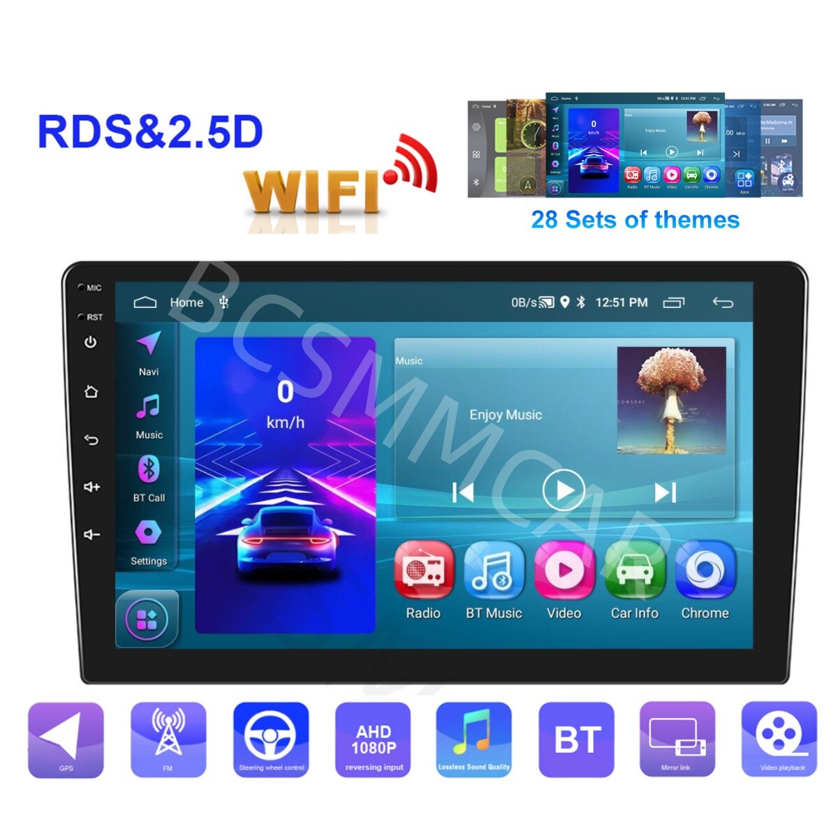 10in Car Stereo Radio Touch Screen Android 13 For Carplay GPS Navigation WIFI