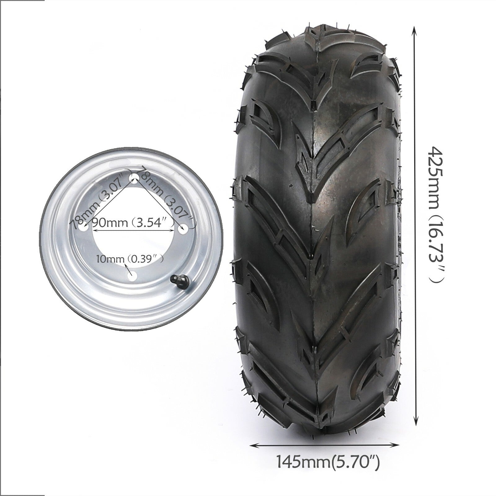 2-pack 16x8-7 tires, rims, 4-lug steering spindle, hubs, all-terrain vehicle, four-wheel go-kart, 110/125cc