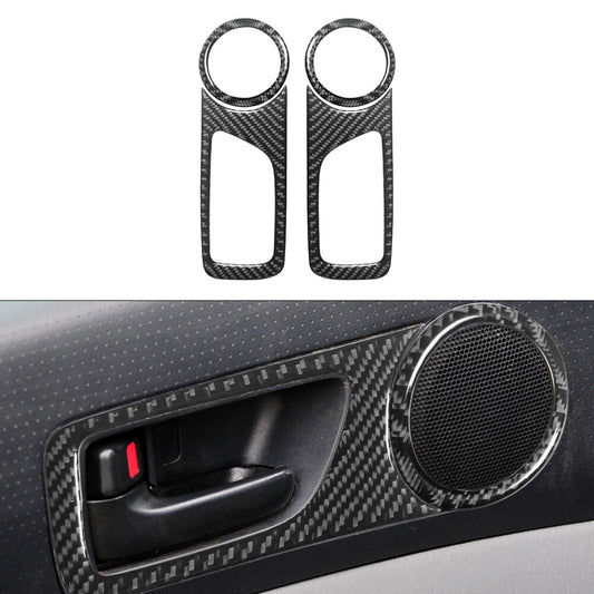 for Toyota Tacoma 2012-2015 Front Door Horn Ring Trim Handle Cover Carbon Fiber