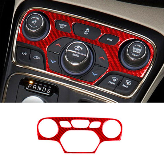 Red Carbon Fiber Gear Shift Knob Control Cover Trim for Chrysler 200 2015-2017