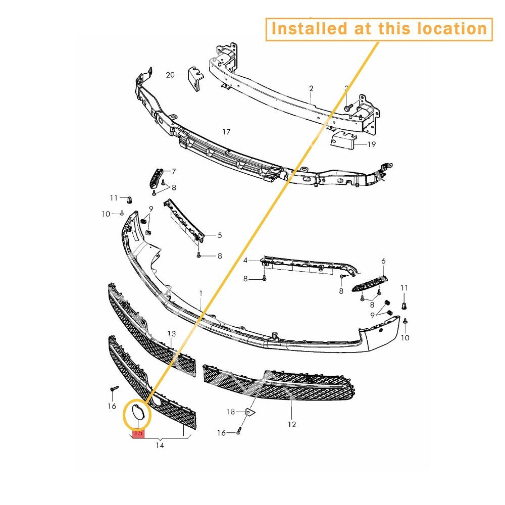 Suitable for Bentley Flying Spur 13-18 front bumper ACC cover. equipment manufacturer: 4W0807082