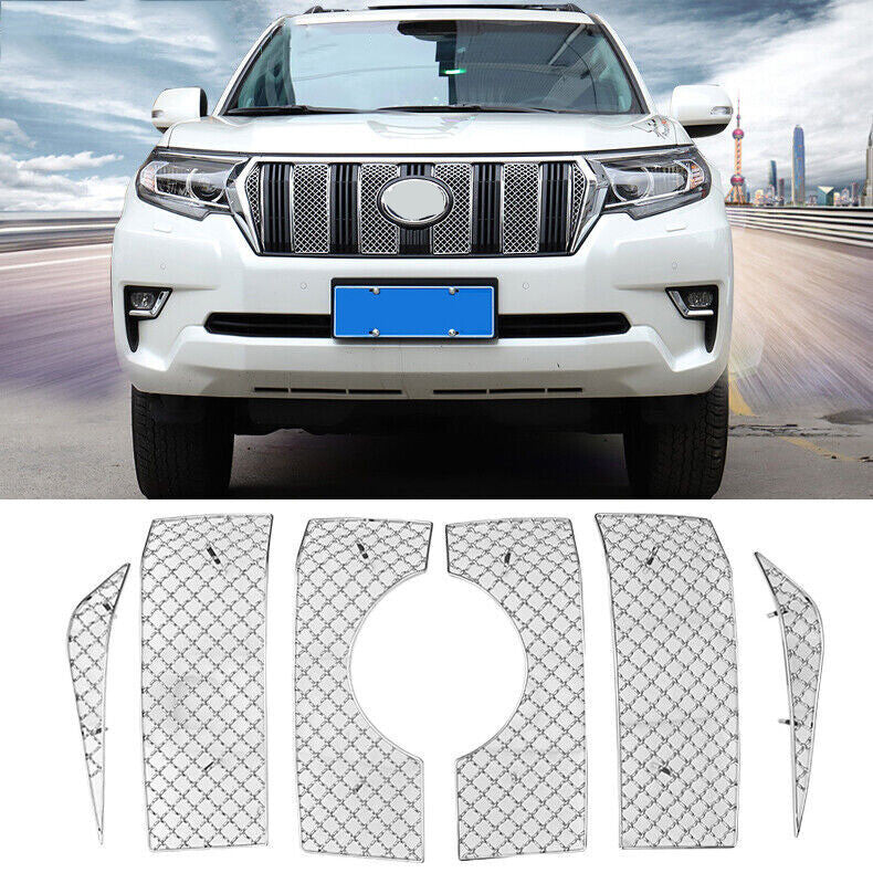 for Toyota Prado FJ150 2018-21 Chrome Steel Mesh Grille Grill Grid Insert Net 6x