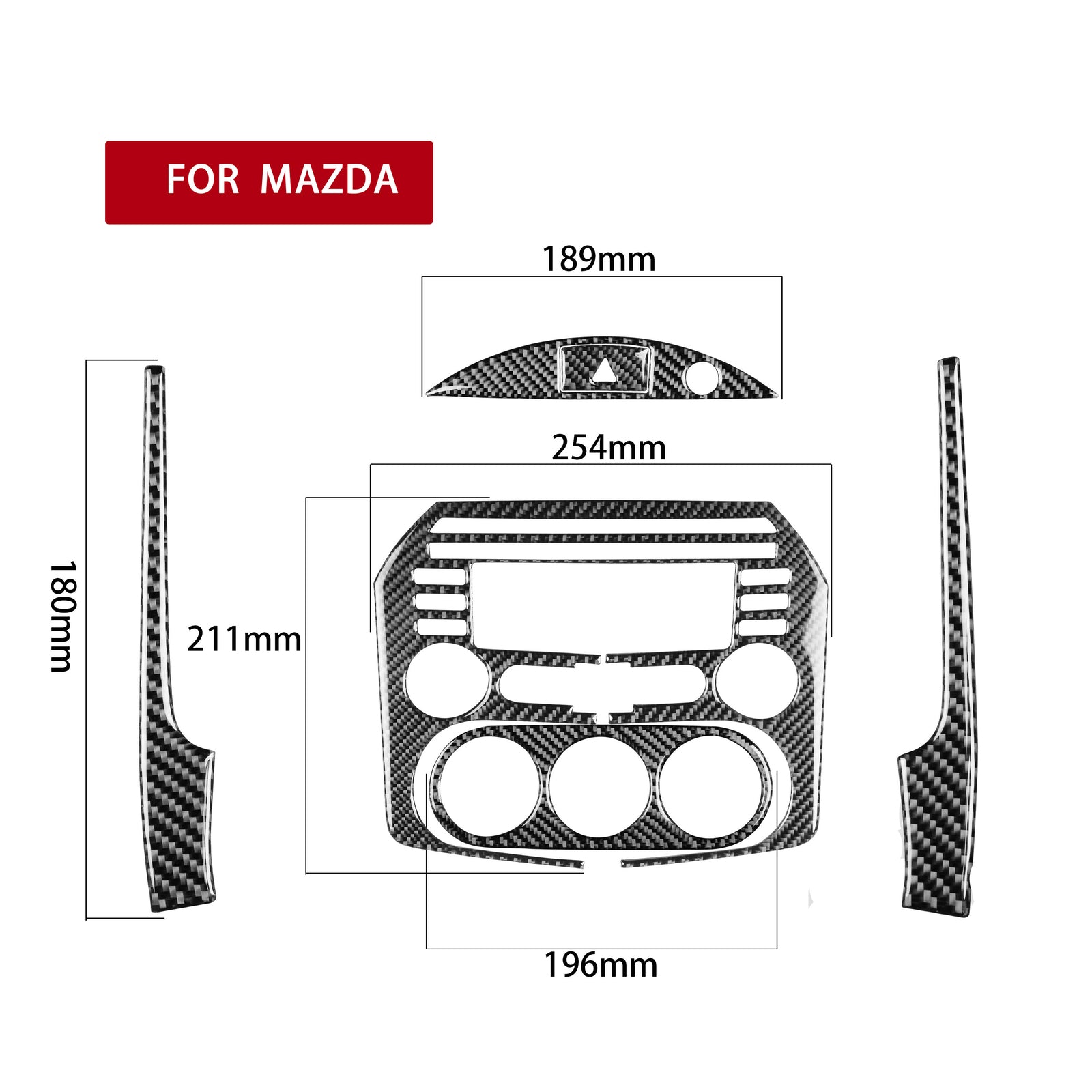 6Pcs for Mazda MX-5 Miata 09-15 Carbon Fiber Interior Central Console Cover Trim