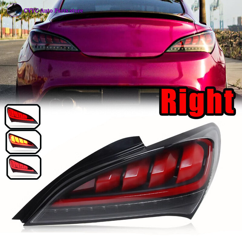 Right For 2010-2016 for Hyundai for Genesis Coupe Shiny Black Sequential LED Tail Lights