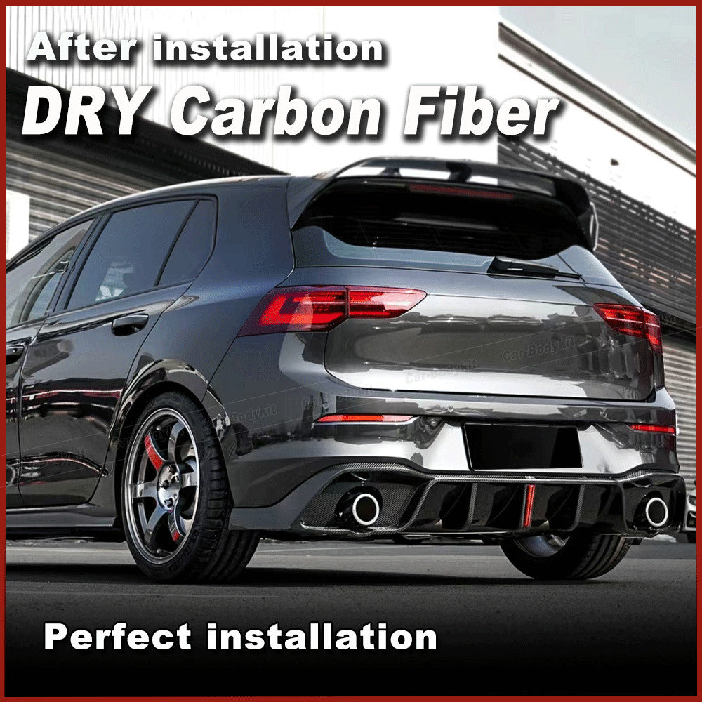 for Volkswagen for VW MK8 for Golf 8 GTI 2020+ Dry Carbon Fiber Rear Bumper Diffuser Lip