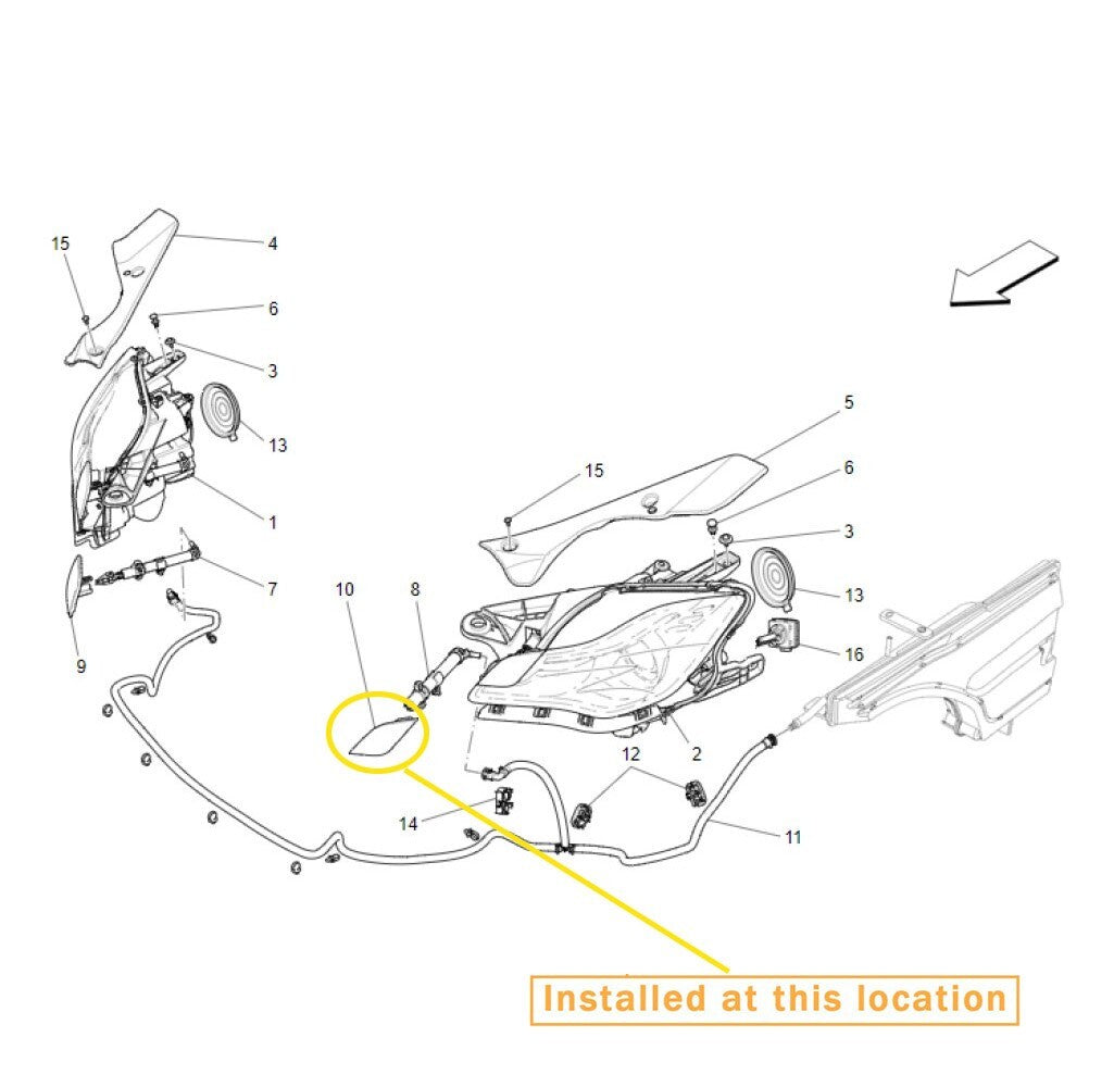 Suitable for Maserati Quattroporte headlight washing machine nozzle cover (L) Equipment Manufacturer: 673008001
