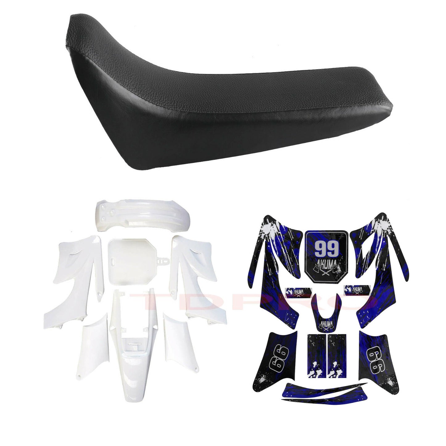 Plastic mudguard kit with graphic design and for seat for Apollo Orion Pit bikes 125cc, 140cc, 200cc