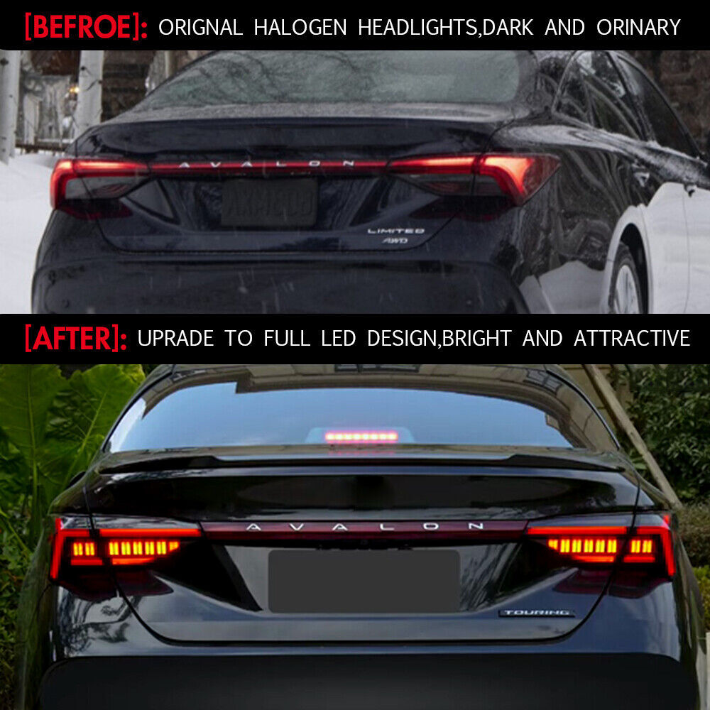 LHRH Smoke LED TailLights w/ Center Trunk for Toyota for Avalon 2019-2021 Rear Lamp