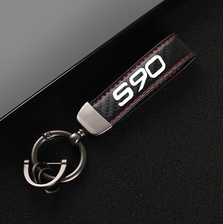 Suitable for S90 car keychains, key rings, key fobs, car accessories, black and red