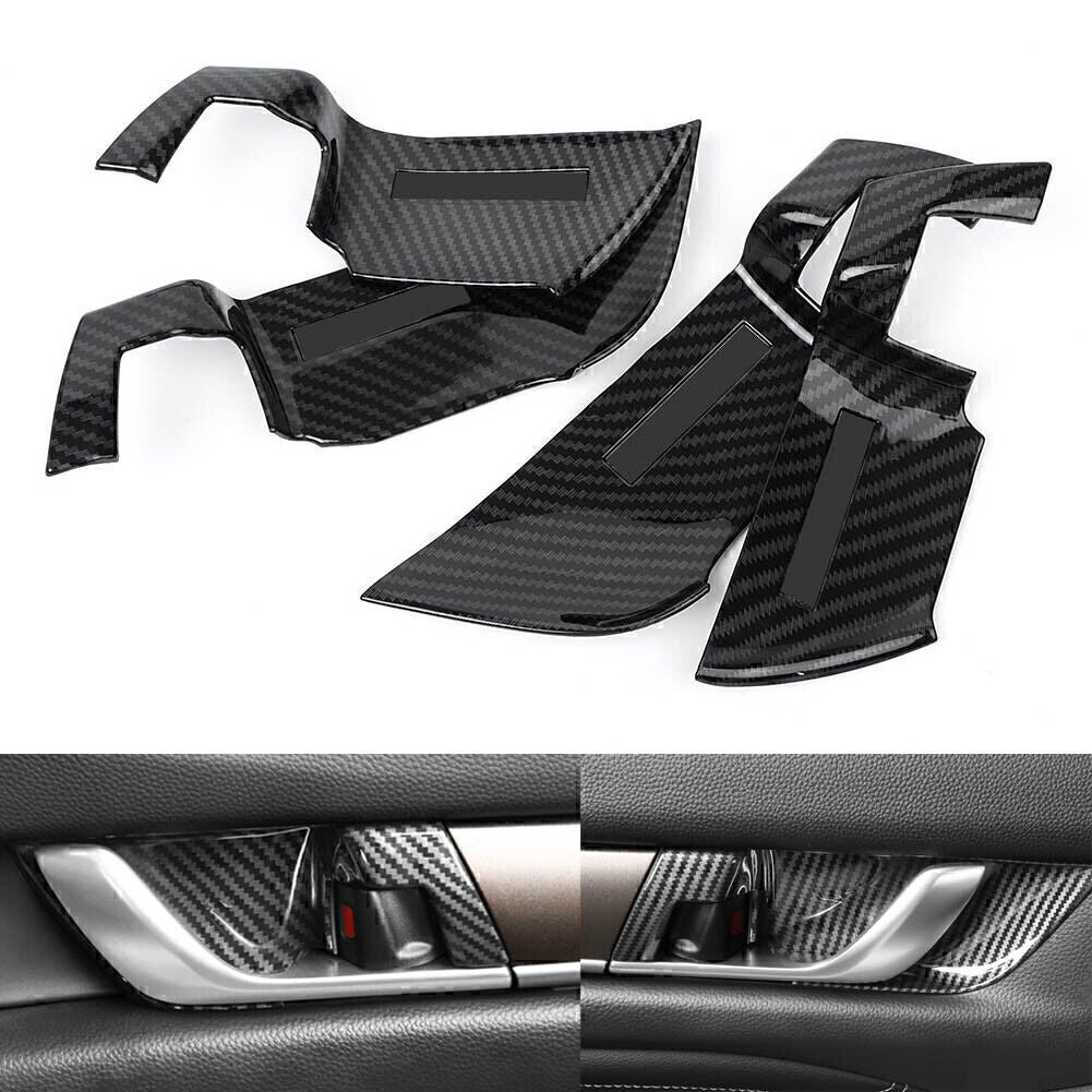 Carbon fiber style car interior door handle cup covers suitable for 2018 for Honda Accord
