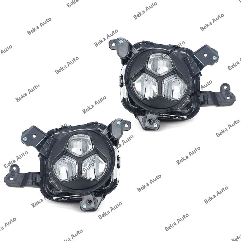 A pair of LED front bumper fog lights for Kia K5 Optima 2015, 2016, 2017, and 2018 LHRH models.
