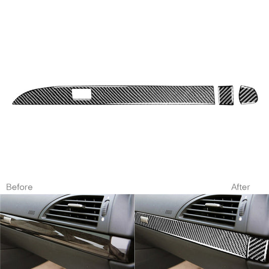 3x Carbon Fiber for Co -pilot Storage Box Cover Trim for BMW 6 Series E63 E64 2004-10