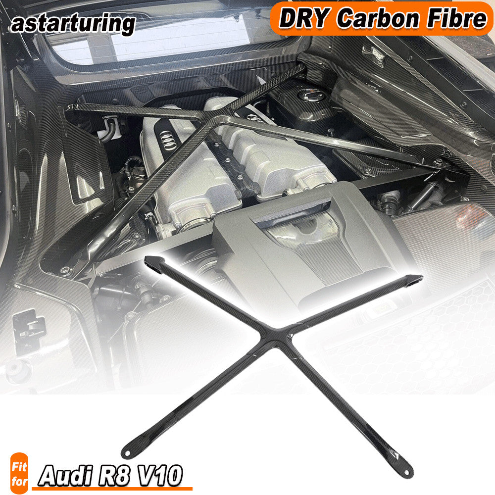Fit for Audi R8 V10 2022-24 Dry Carbon Fiber Engine X Brace Bracket Trim Covers