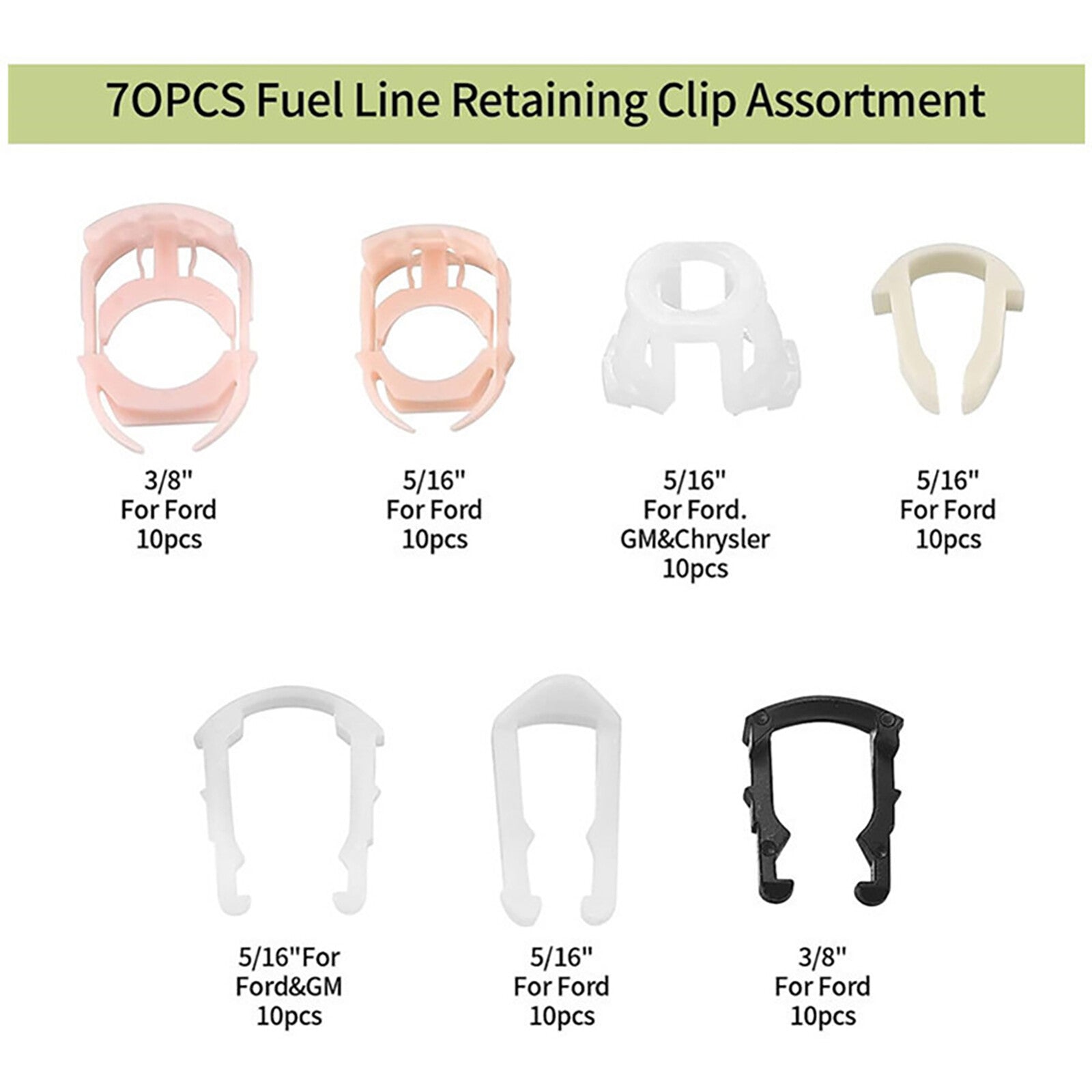 70Pcs Fuel Line Retainer Clip Assortment Replacement for Ford Car Accessories