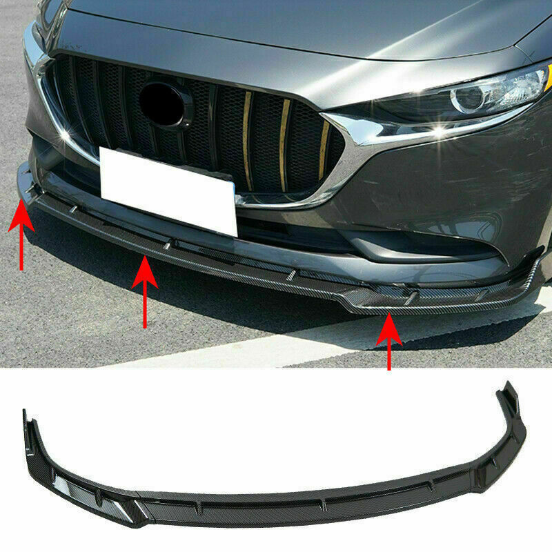 3P Carbon Fiber Front Bumper Chin Spoilers Protector for Mazda 3 Axela 2019-2022