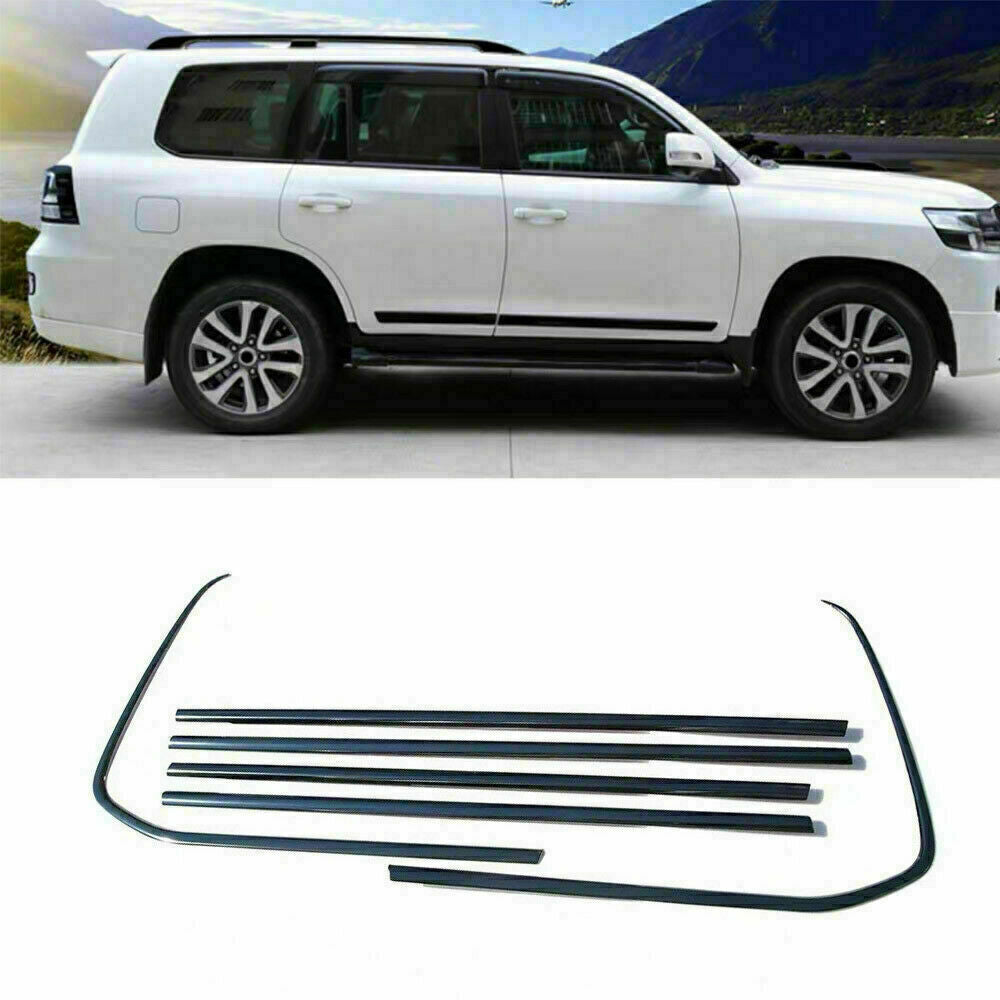 6X Black Window Sill Frame Strip Molding Cover Trim for Land Cruiser LC200 13-21