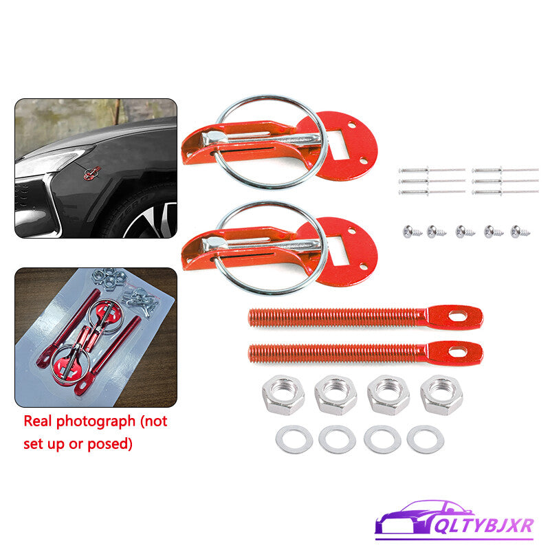 Red Car Hood Pin Pins Lock Alloy Steel Mount Bonnet Latch Kit Racing Universal
