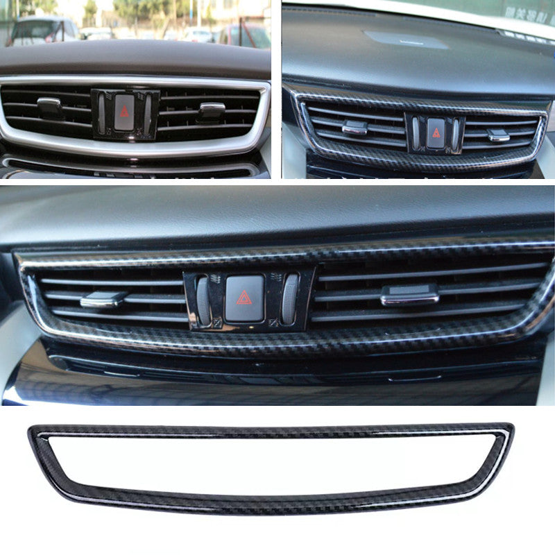 Carbon fiber trim kit for the center air vent of the dashboard, suitable for Nissan Murano 2015-2024.