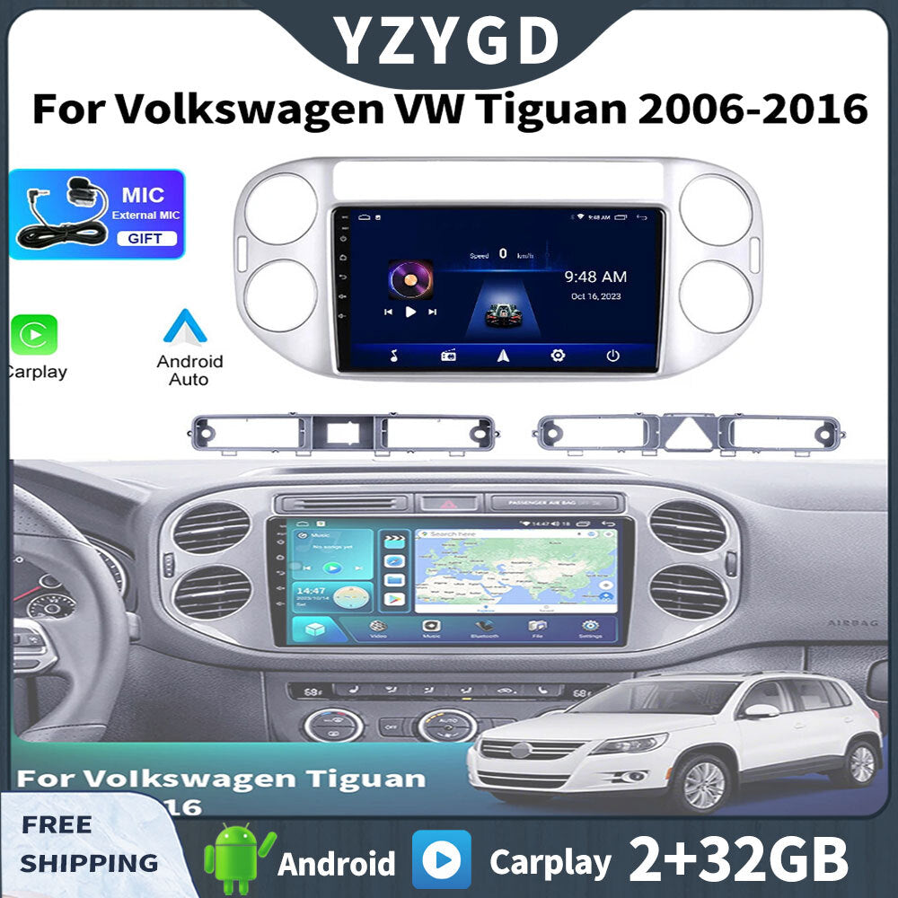 for Volkswagen for VW for Tiguan GPS Navi 2+32GB 2006-2016 Car Radio Android Auto Screen
