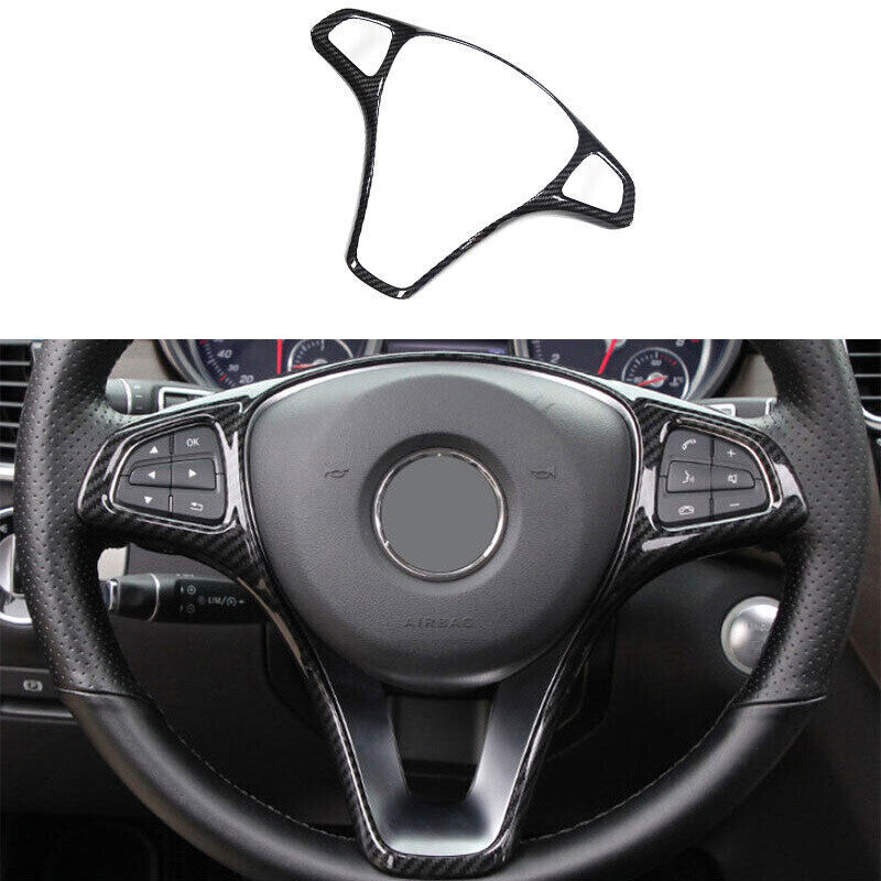 Steering Wheel Decor Cover Trim 1pcs Fit for Benz GLE GLS 2016-2019 Carbon Fiber