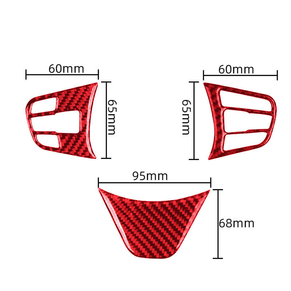 3x red carbon fiber interior steering wheel trim for BMW X1 F48 2016-2018