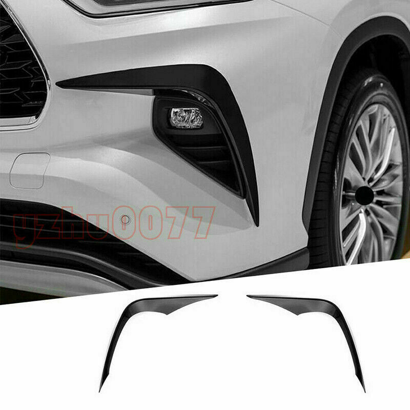 Black Front Bumper Fog Lights Eyebrow Wind Knife for Toyota Highlander 2020-2023