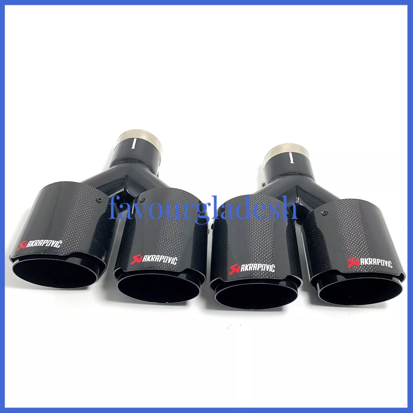 2PCS Akrapovic Carbon Fiber Exhaust Tip Dual Pipe ID:2.5 63mm OD:4.5 114mm