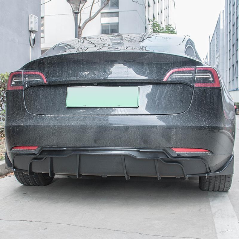 BLACK PERFORMANCE REAR BUMPER DIFFUSER W/ EXTENSIONS FOR 2017-2023 for TESLA MODEL 3