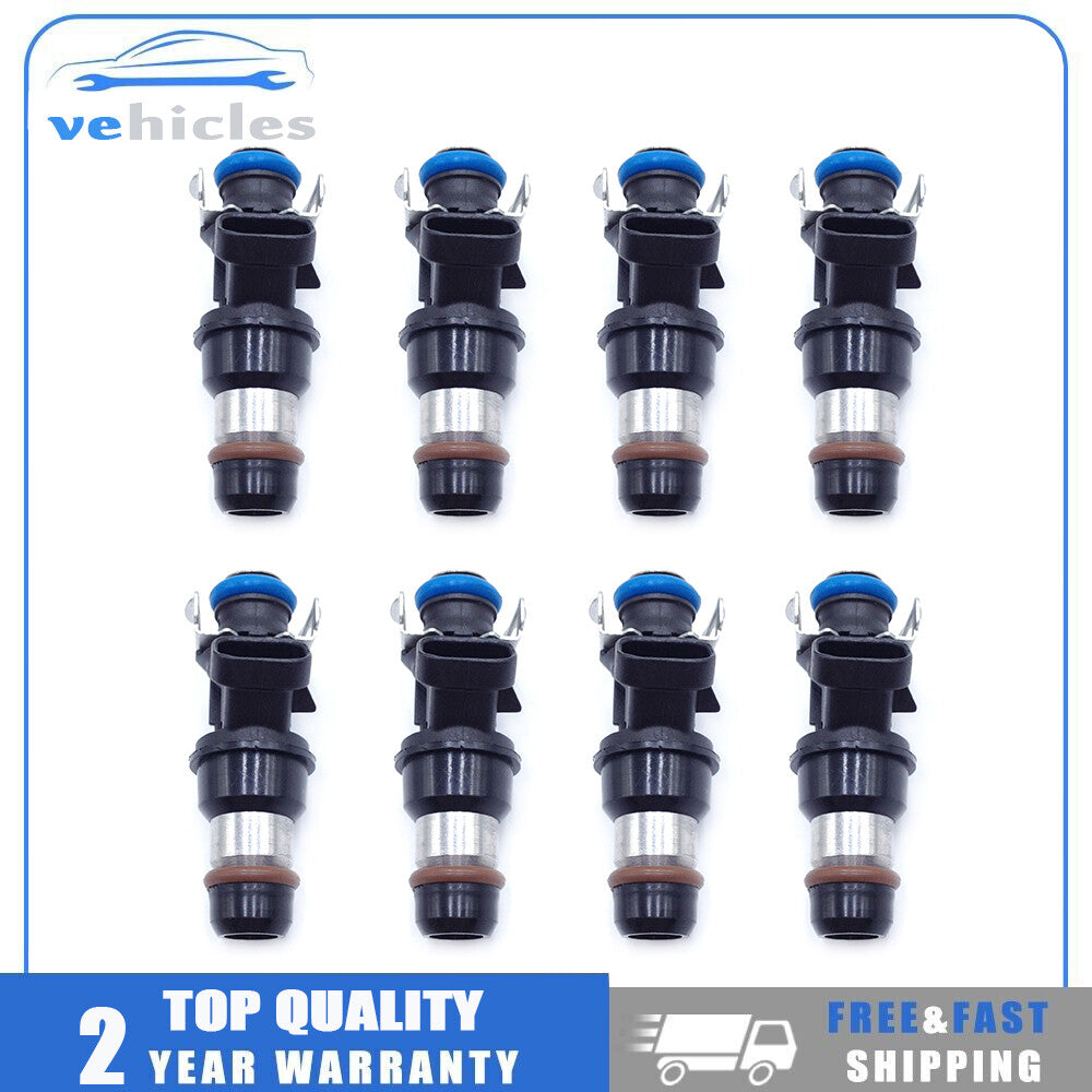 8-pack of fuel injectors 17113553 suitable for Chevrolet Silverado 1999-2007 4.8L, 5.3L, and 6.0L engines.
