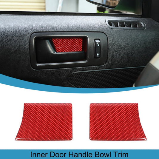 2x Red Carbon Fiber Inner Door Bowl Panel Cover Trim for Ford for Mustang 2009-2013