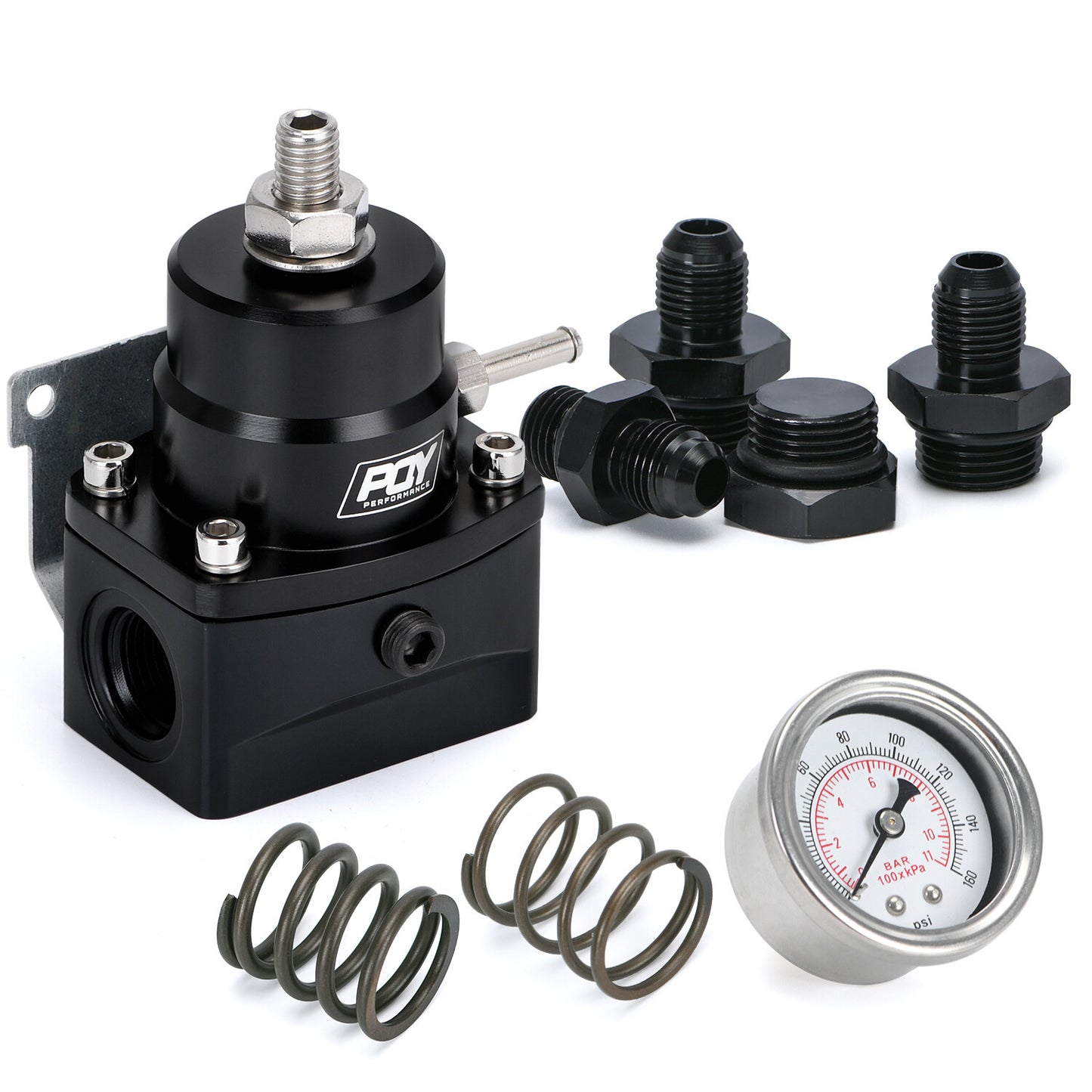 Fuel Inject Pressure Regulator W/ Boost Gauge 3-70 psi 6AN EFI Kit AN6 Fittings